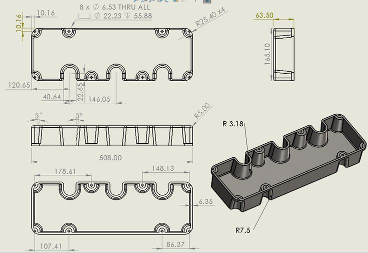 带二维图纸的 V6 双涡轮增压发动机